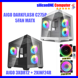 AIGO C275P BLACK / WHITE [5FAN, MATX] 3FANDR12+2INF24R+Hub+Remote 