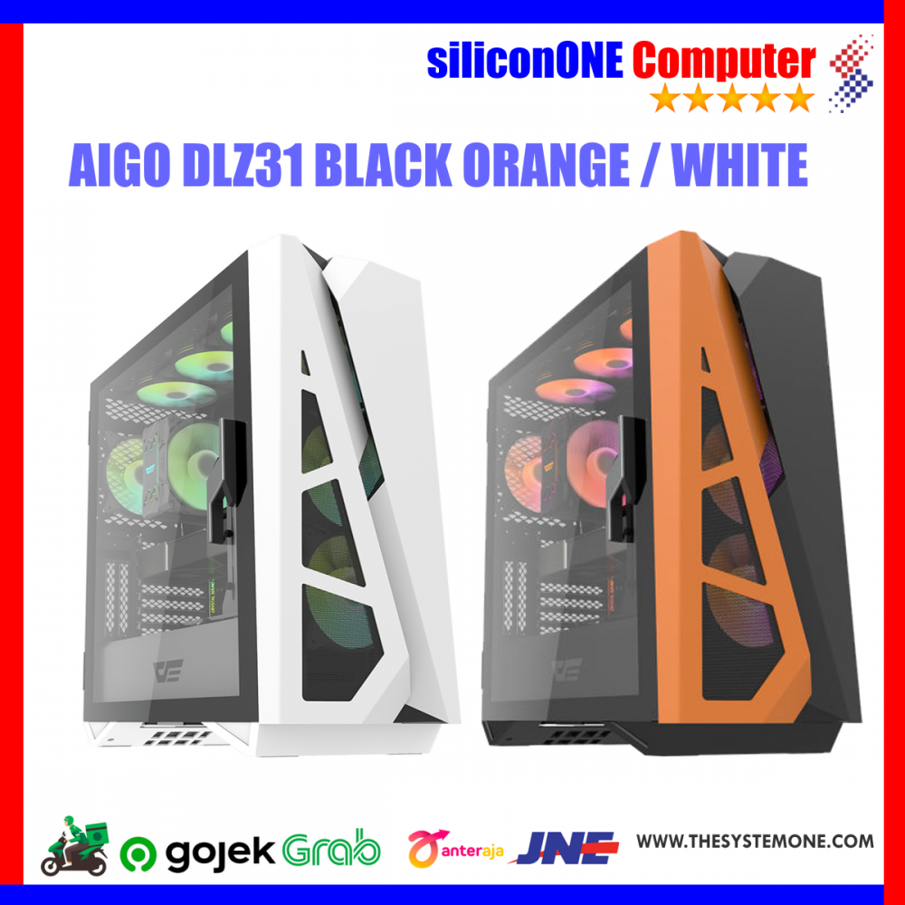 AIGO DLZ31 MESH BLACK-ORANGE/WHITE [ATX,0FAN] 0.8mm SPCC GPU 390MM