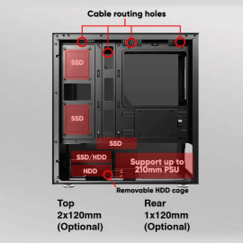 Armaggeddon Tessaraxx Core V Black [3FAN CORE12BLUE/RED,MATX] 