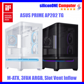 ASUS PRIME AP202 TG ARGB BLACK/WHITE [3FAN ARGB, MATX] 