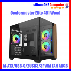Coolermaster ELITE 481 Wood [3x120ARGB] BLACK MATX 
