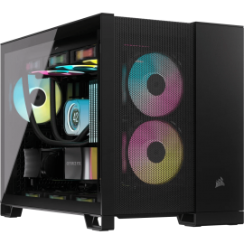 Corsair 2500D Airflow TG Black / White [0FAN,MATX,Dual Chamber] 
