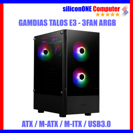 Gamdias TALOS E3 GLASS [3FAN ARGB,ATX] 