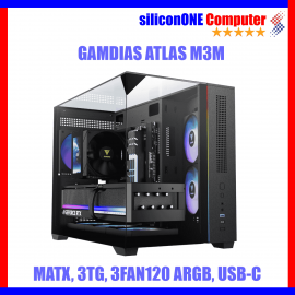 Gamdias ATLAS M3M Black [MATX, 3TG, 3X120MM ARGB,USB-C] 