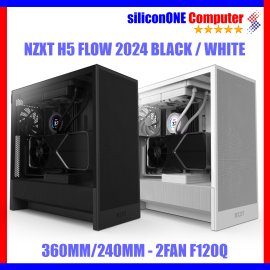 NZXT H5 FLOW BLACK / WHITE [2FAN F120Q, EATX]  (2024) 