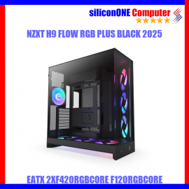 NZXT H9 FLOW RGB+ ALL BLACK [2025] EATX  [2XF420RGBCORE+F120RGBCORE] 