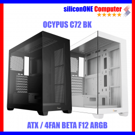 Ocypus Gamma C72 BK | ATX Case + 4x Beta F12 ARGB | Max GPU 380mm | 2Thn