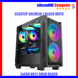 SEGOTEP GREMLIN 1 Black (M-ATX Premium PC Case)PREINSTALLED 3x KIPAS NR12 ARGB Black 