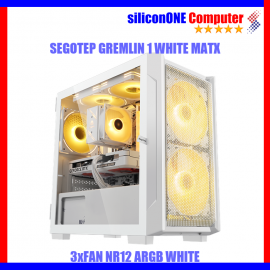 SEGOTEP GREMLIN 1 White (M-ATX Premium PC Case)PREINSTALLED 3x KIPAS NR12 ARGB White 