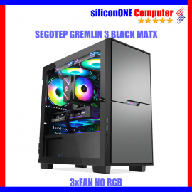 SEGOTEP GREMLIN 3 Black (M-ATX Premium PC Case)PREINSTALLED 3x KIPAS NO RGB Black 