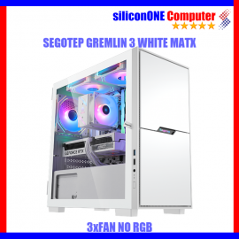 SEGOTEP GREMLIN 3 White (M-ATX Premium PC Case)PREINSTALLED 3x KIPAS NO RGB White 