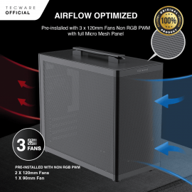 TECWARE FUSION 3 [3FAN, MATX, USB-C, MESH] GPU 280MM 
