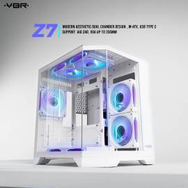 VBR Z7 [0FAN,MATX] USB-C AIO240 GPU330MM White Aesthetic 