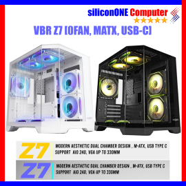 VBR Z7 [0FAN,MATX] USB-C AIO240 GPU330MM Black Aesthetic 