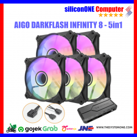 AIGO INFINITY8 BLACK - 5PACK (Include RC2 Fan Hub Controller up to 6 Fan)