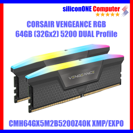 Corsair 64GB (32GX2) CMH64GX5M2B5200Z40K  