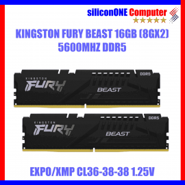 Kingston 16GB (08GX2) 5600 DDR5 Fury Beast XMP EXPO CL36 