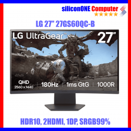 LG 27" 27GS60QC-B Curved VA Gaming 2K 180Hz HDR10 1000R 