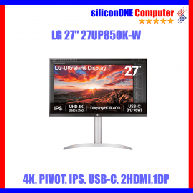 LG 27" 27UP850K-W Flat IPS 4K Pivot USB-C PD96W HDR400 UHD 