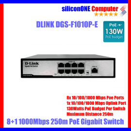 DLINK DGS-F1010P-E 250M 9PORT Gigabit 8POE(130W)+1 UPLINK 