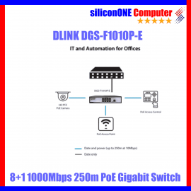 DLINK DGS-F1010P-E 250M 9PORT Gigabit 8POE(130W)+1 UPLINK 