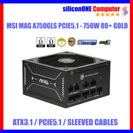 MSI A750GLS PCIE5 ATX3.1 PCIE5.1 12V-2x6 80+GOLD Full Modular 