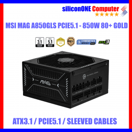 MSI A850GLS PCIE5 ATX3.1 PCIE5.1 12V-2x6 80+GOLD Full Modular 